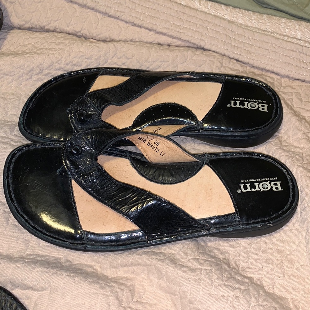 Born Black Patent Leather Slide Sandals